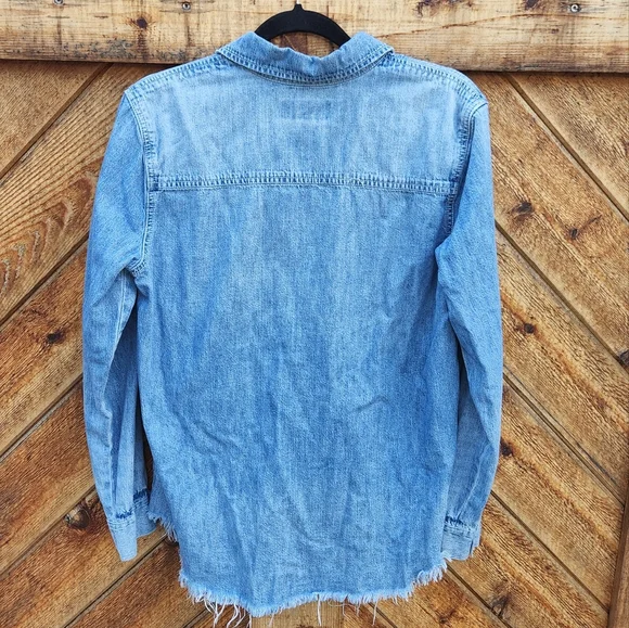 Lucky Brand Frayed Hem Button Up Shirt - Picture 2 of 5